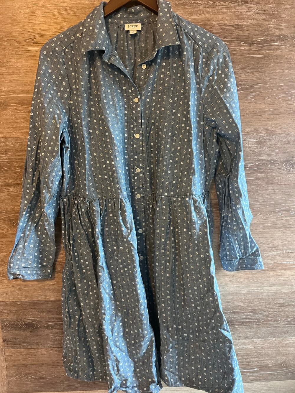 J Crew dress size 16 plus chambray short long sleeves button down classic